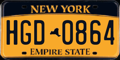 NY license plate HGD0864