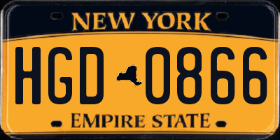 NY license plate HGD0866