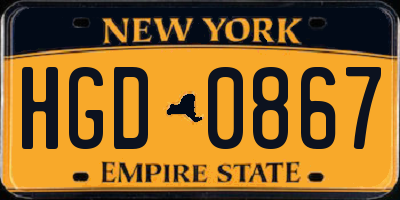 NY license plate HGD0867