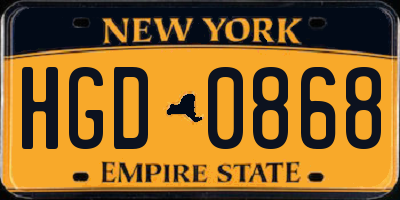 NY license plate HGD0868