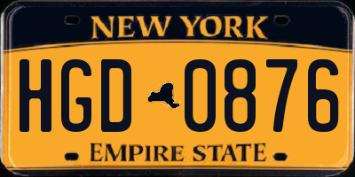 NY license plate HGD0876