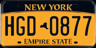 NY license plate HGD0877