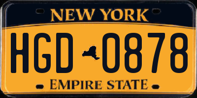 NY license plate HGD0878