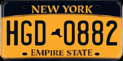 NY license plate HGD0882