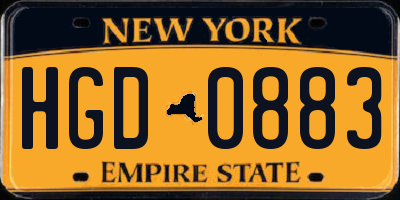 NY license plate HGD0883