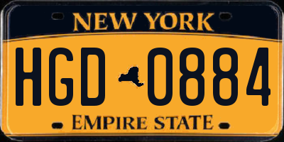 NY license plate HGD0884