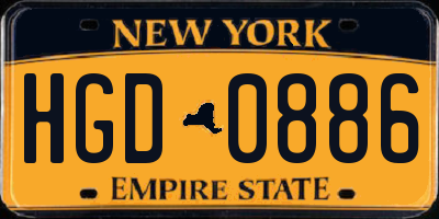 NY license plate HGD0886