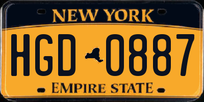 NY license plate HGD0887