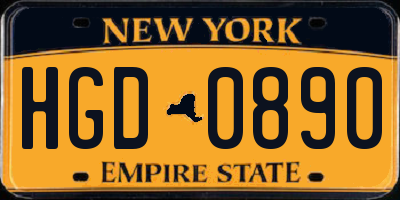 NY license plate HGD0890