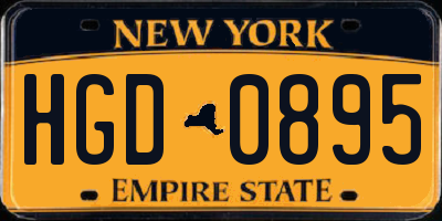 NY license plate HGD0895