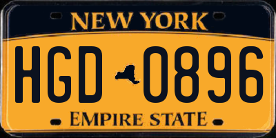 NY license plate HGD0896