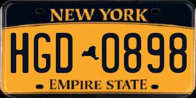 NY license plate HGD0898