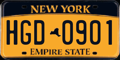 NY license plate HGD0901