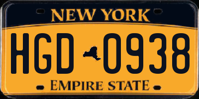 NY license plate HGD0938