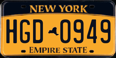 NY license plate HGD0949