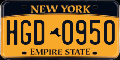 NY license plate HGD0950