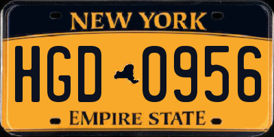 NY license plate HGD0956