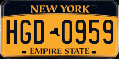 NY license plate HGD0959