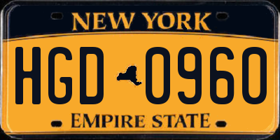 NY license plate HGD0960