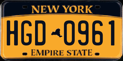 NY license plate HGD0961