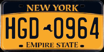 NY license plate HGD0964