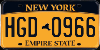 NY license plate HGD0966