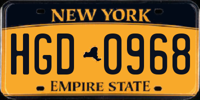 NY license plate HGD0968