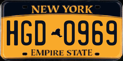 NY license plate HGD0969