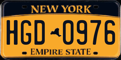 NY license plate HGD0976