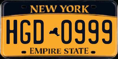 NY license plate HGD0999