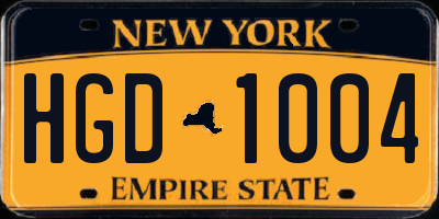 NY license plate HGD1004