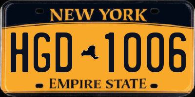 NY license plate HGD1006