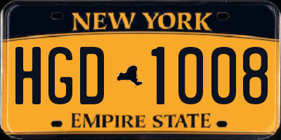 NY license plate HGD1008