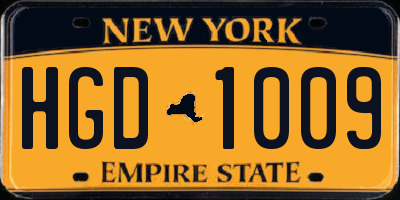 NY license plate HGD1009