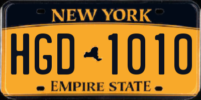 NY license plate HGD1010