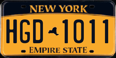 NY license plate HGD1011