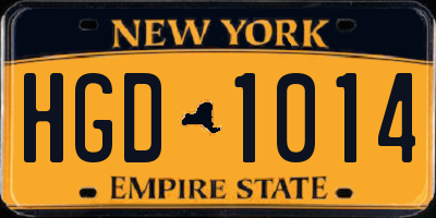 NY license plate HGD1014