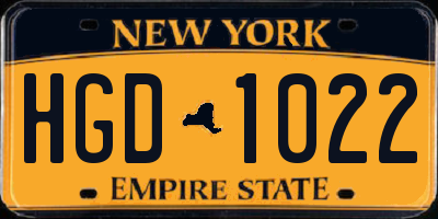 NY license plate HGD1022