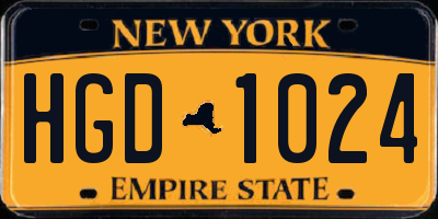 NY license plate HGD1024