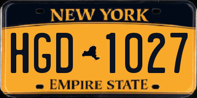 NY license plate HGD1027