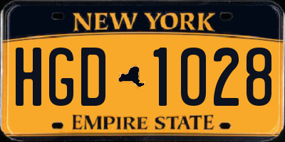 NY license plate HGD1028