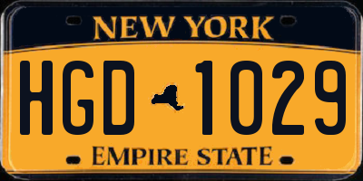 NY license plate HGD1029