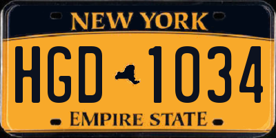 NY license plate HGD1034