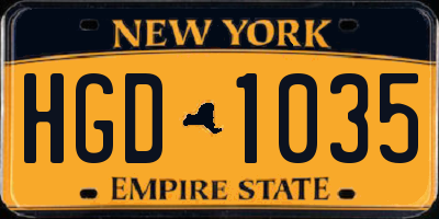 NY license plate HGD1035