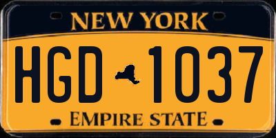 NY license plate HGD1037