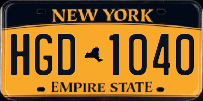 NY license plate HGD1040