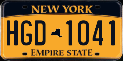 NY license plate HGD1041