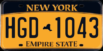 NY license plate HGD1043