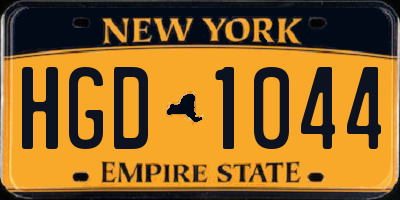 NY license plate HGD1044