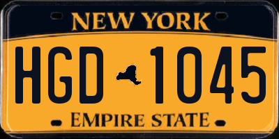 NY license plate HGD1045